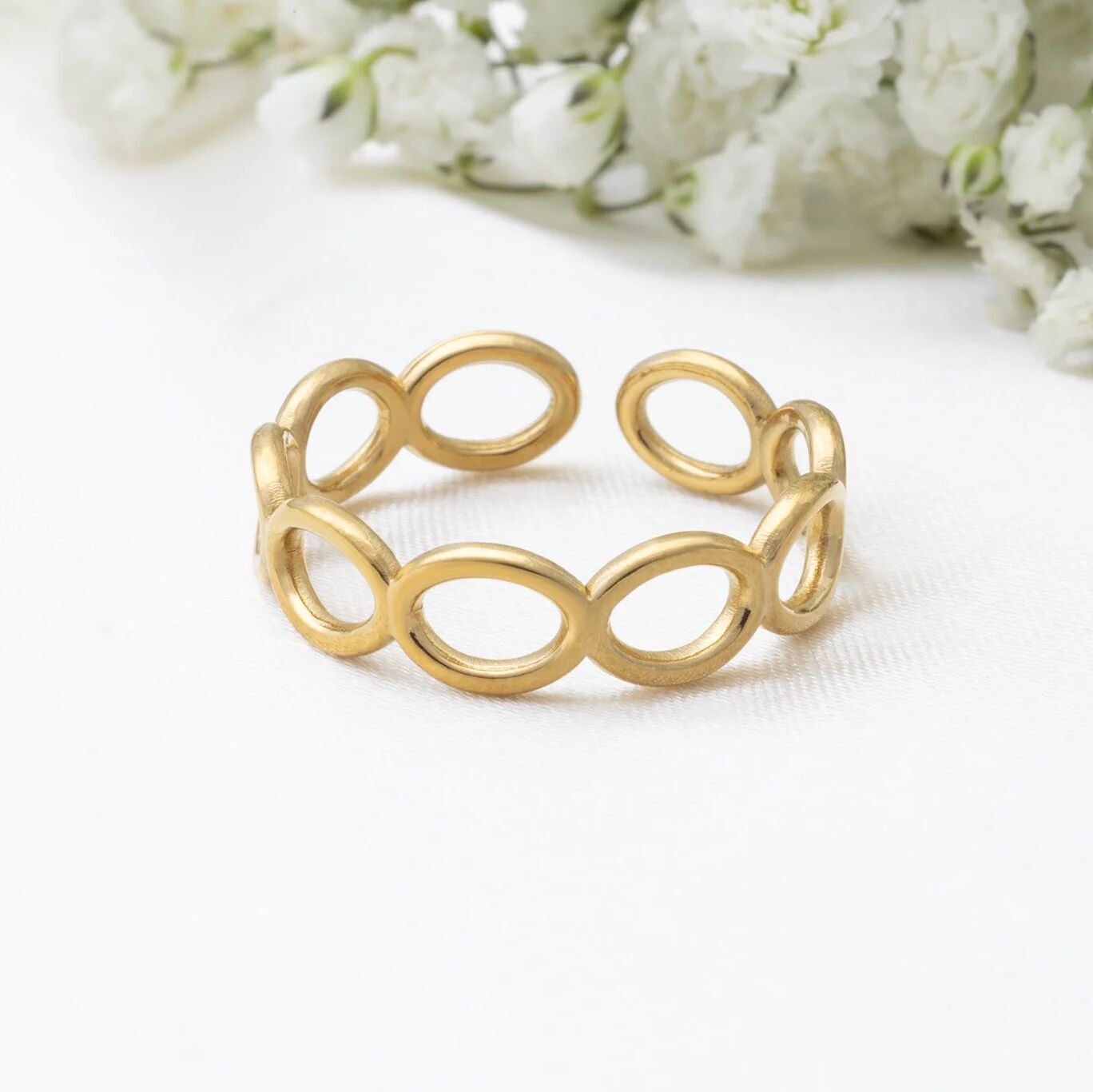 18k Gold PVD Stainless Steel Open Loop Adjustable Ring