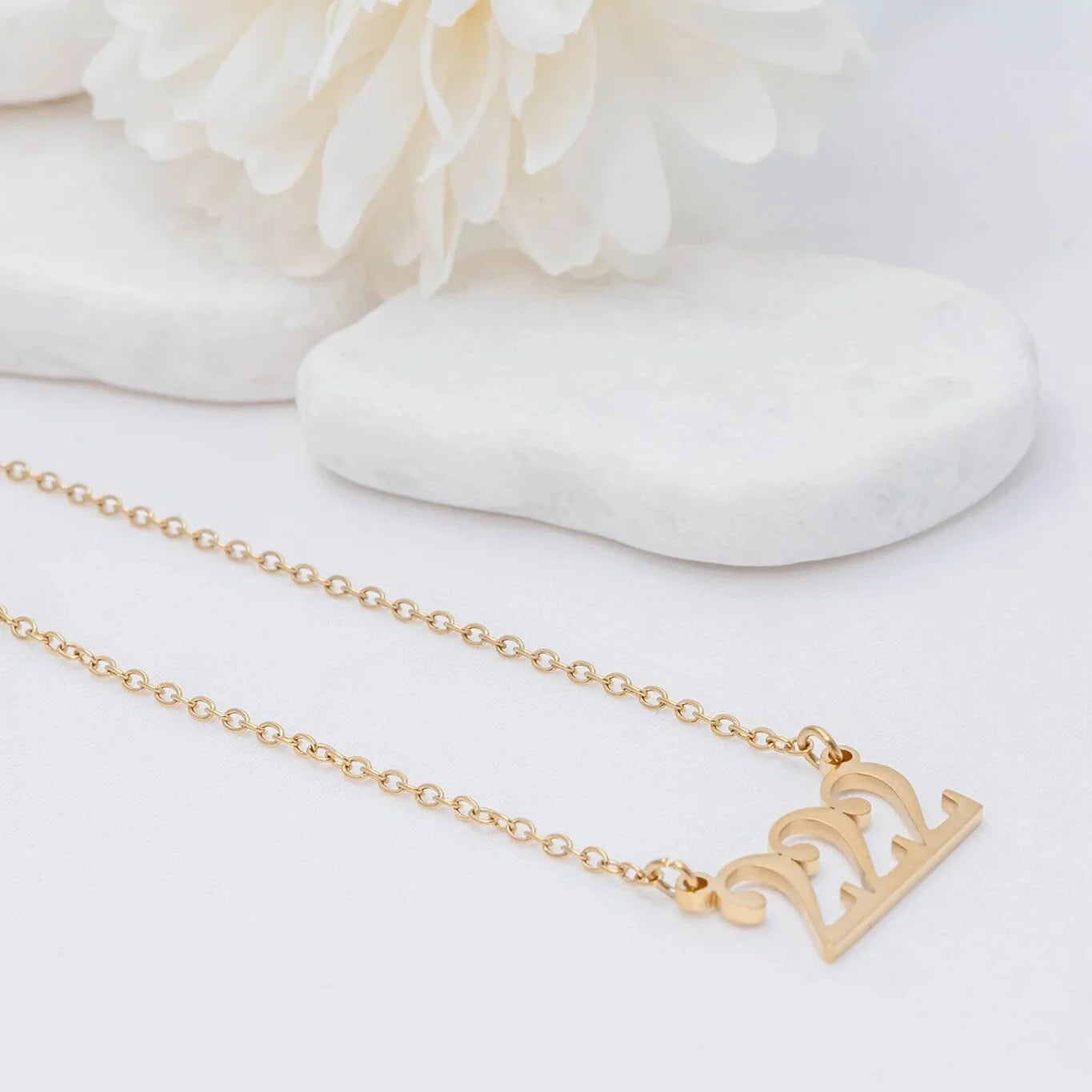 18K Gold PVD Stainless Steel Angel Number Necklace 222