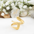 18K Gold PVD Stainless Steel Twisted Spiral Cuff Ring