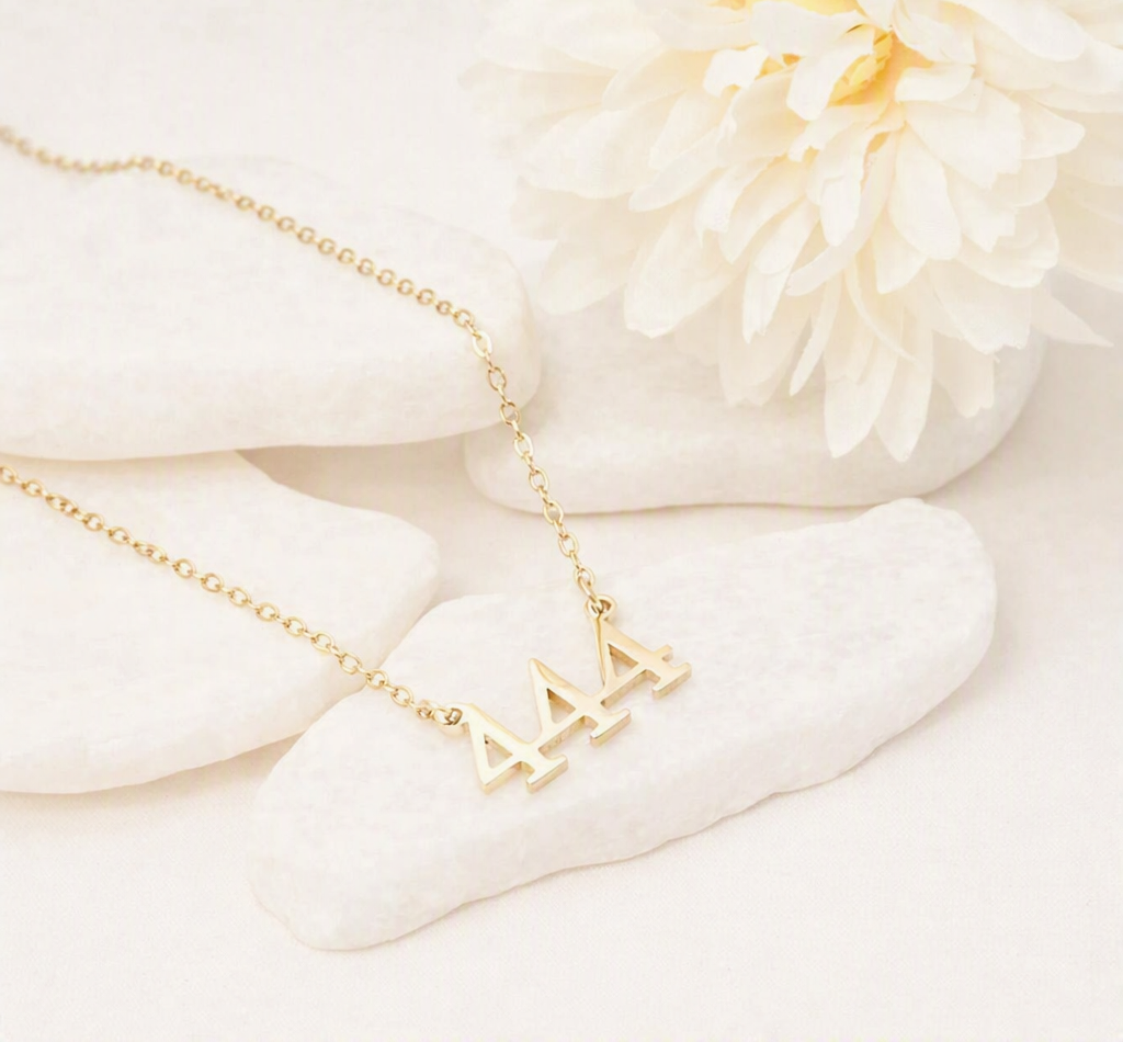 18K Gold PVD Stainless Steel Angel Number Necklace 444