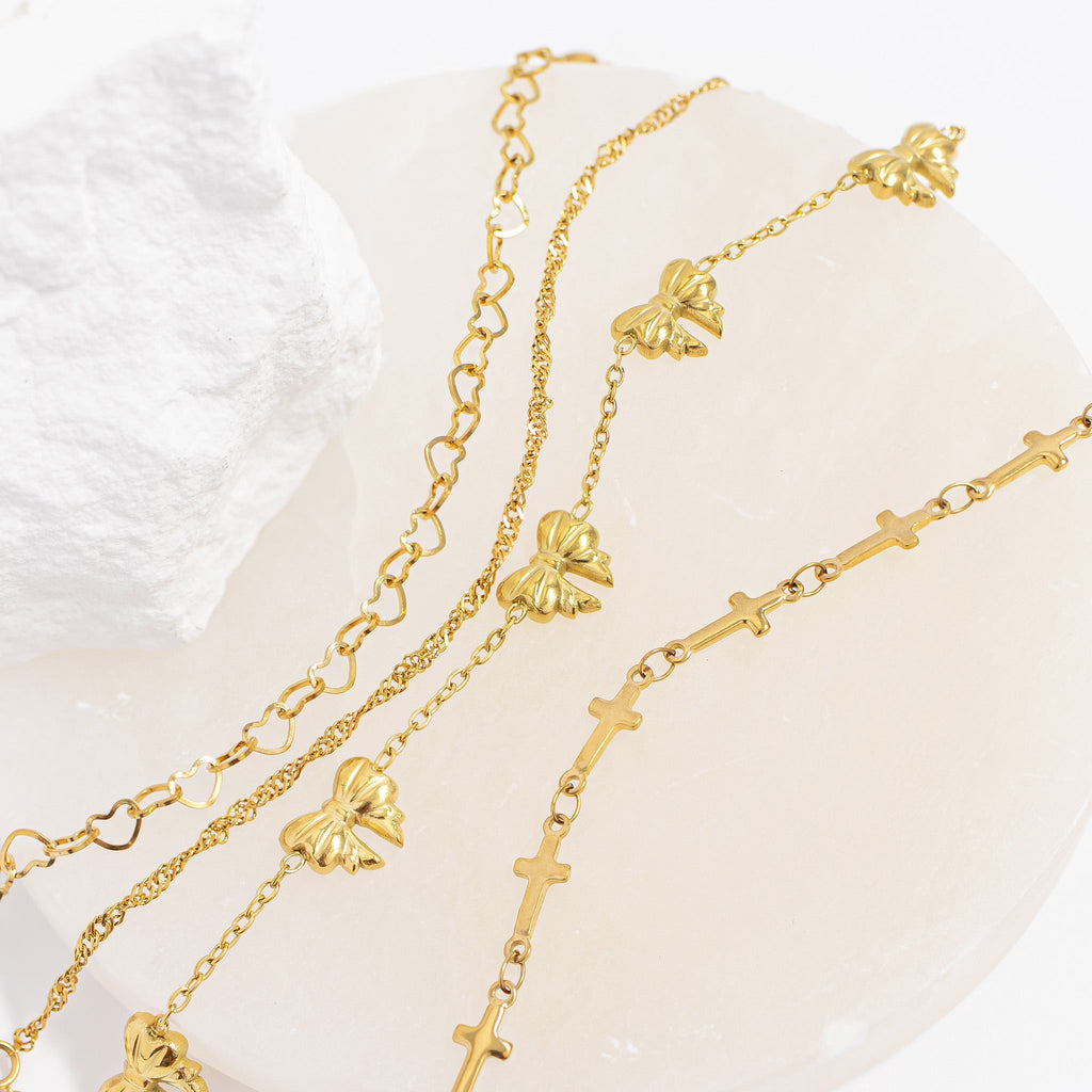 18K Gold PVD Stainless Steel Cross Chain Bracelet