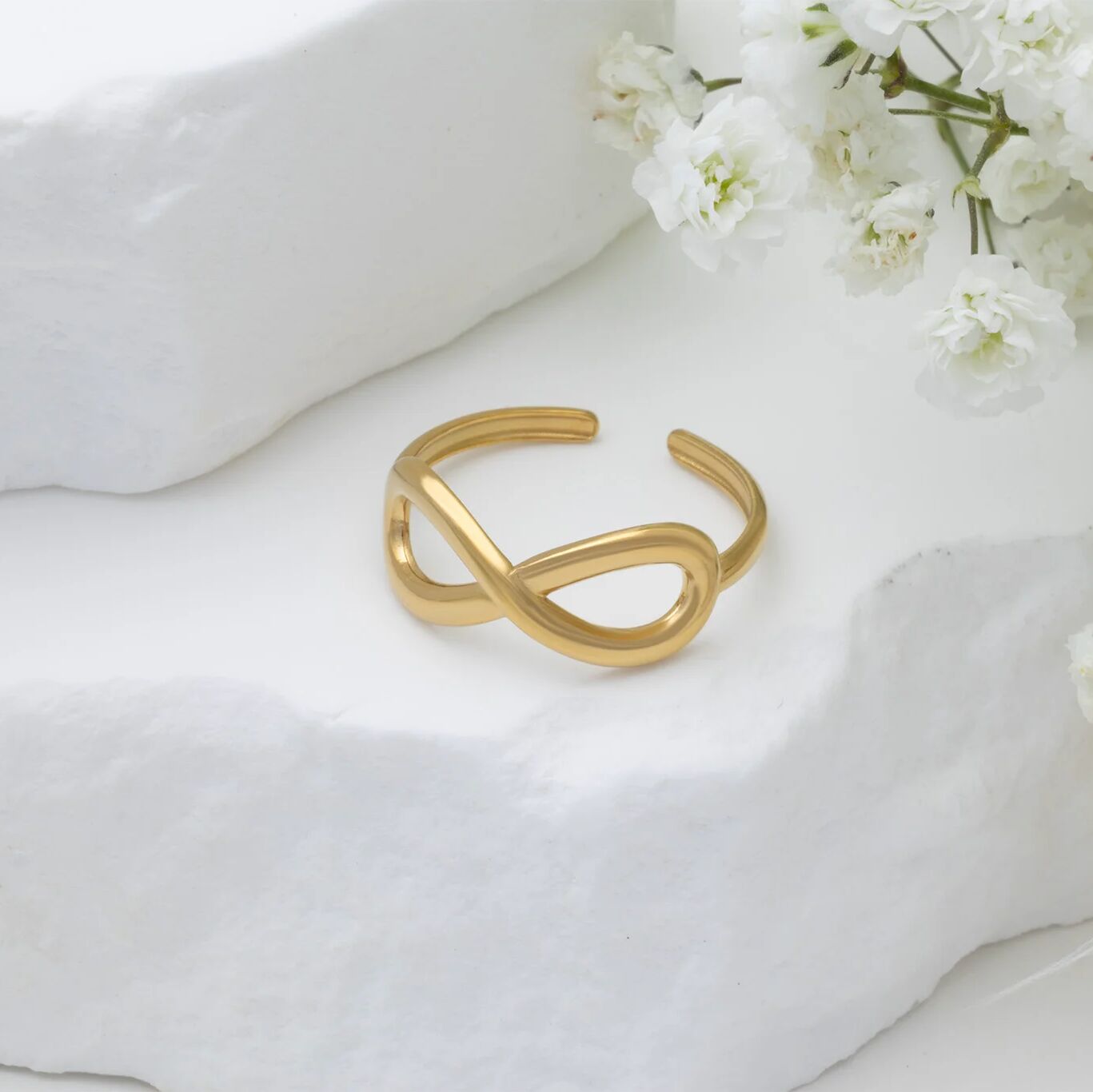 18K Gold PVD Stainless Steel Infinity Symbol Adjustable Ring