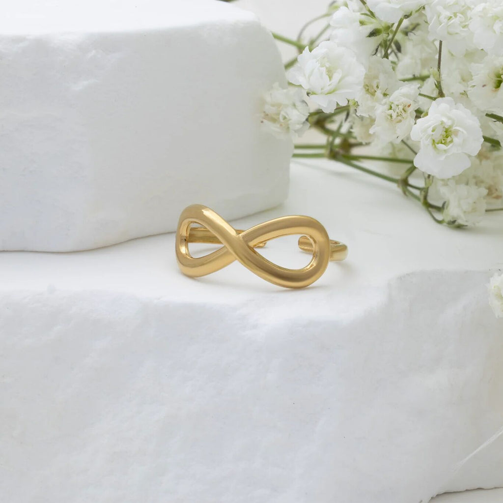 18K Gold PVD Stainless Steel Infinity Symbol Adjustable Ring