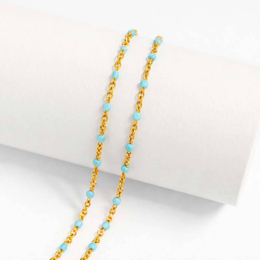 18K Gold PVD Stainless Steel Turquoise Confetti Bracelet