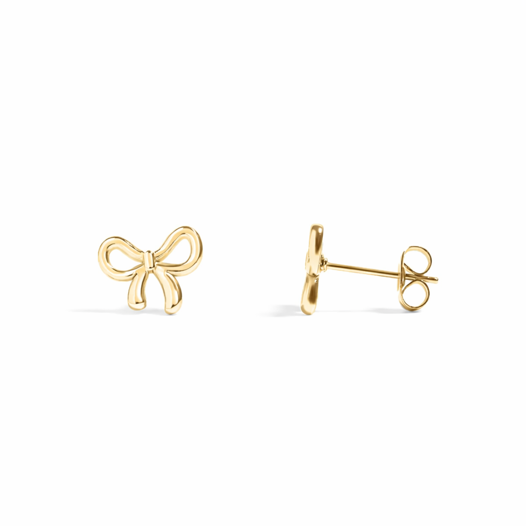 18K Gold PVD Stainless Steel Bow Stud Earrings