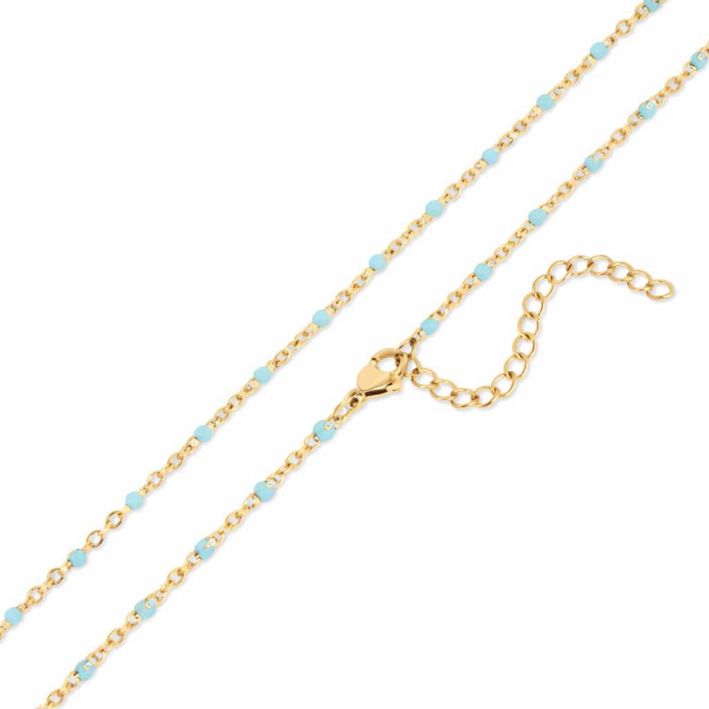 18K Gold Stainless Steel Turquoise Chain Necklace