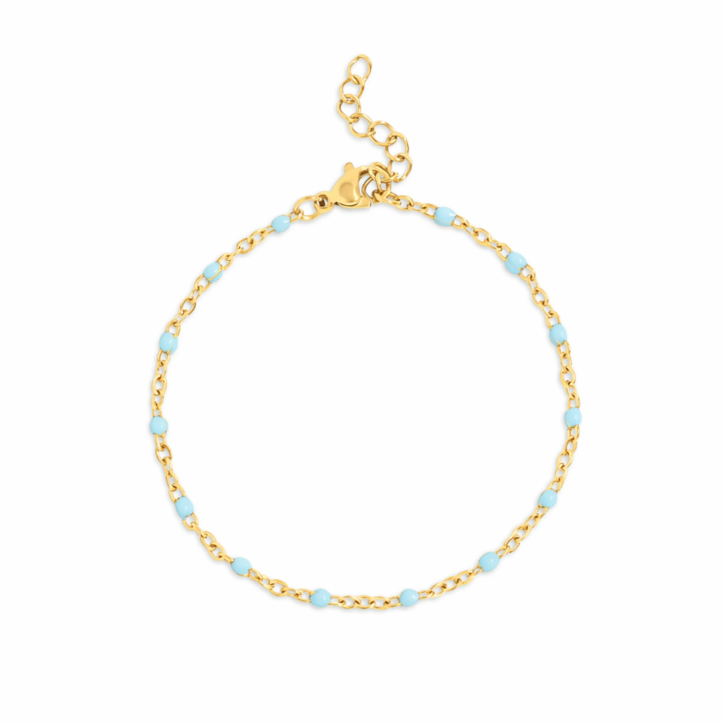 18K Gold PVD Stainless Steel Turquoise Confetti Bracelet