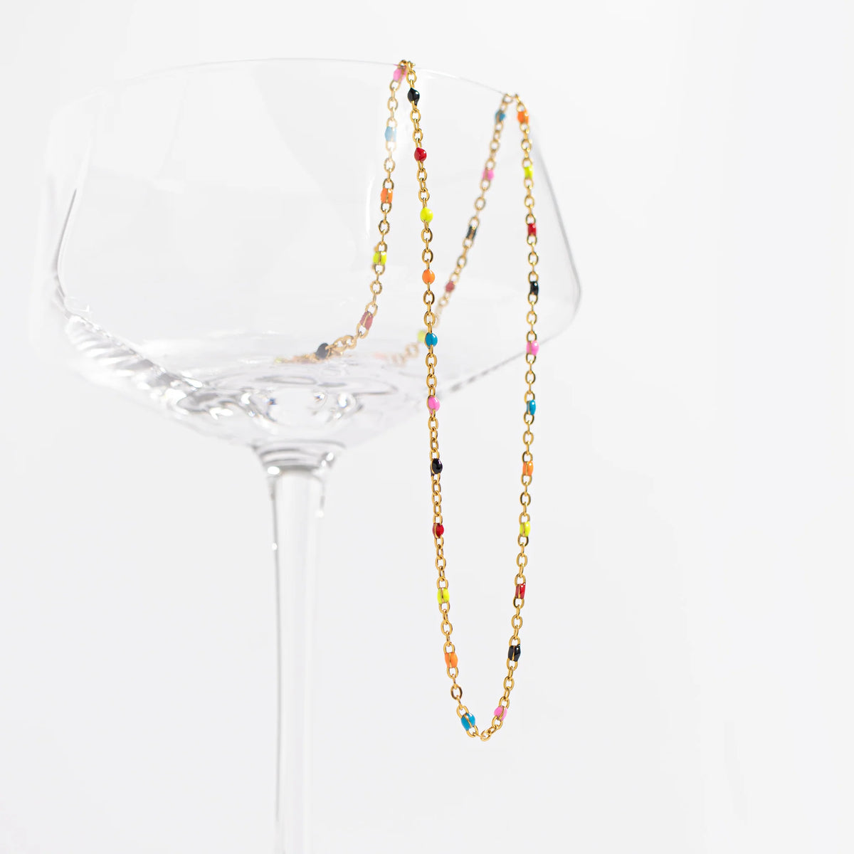 18K Gold PVD Stainless Steel Multi Confetti Chain Necklace