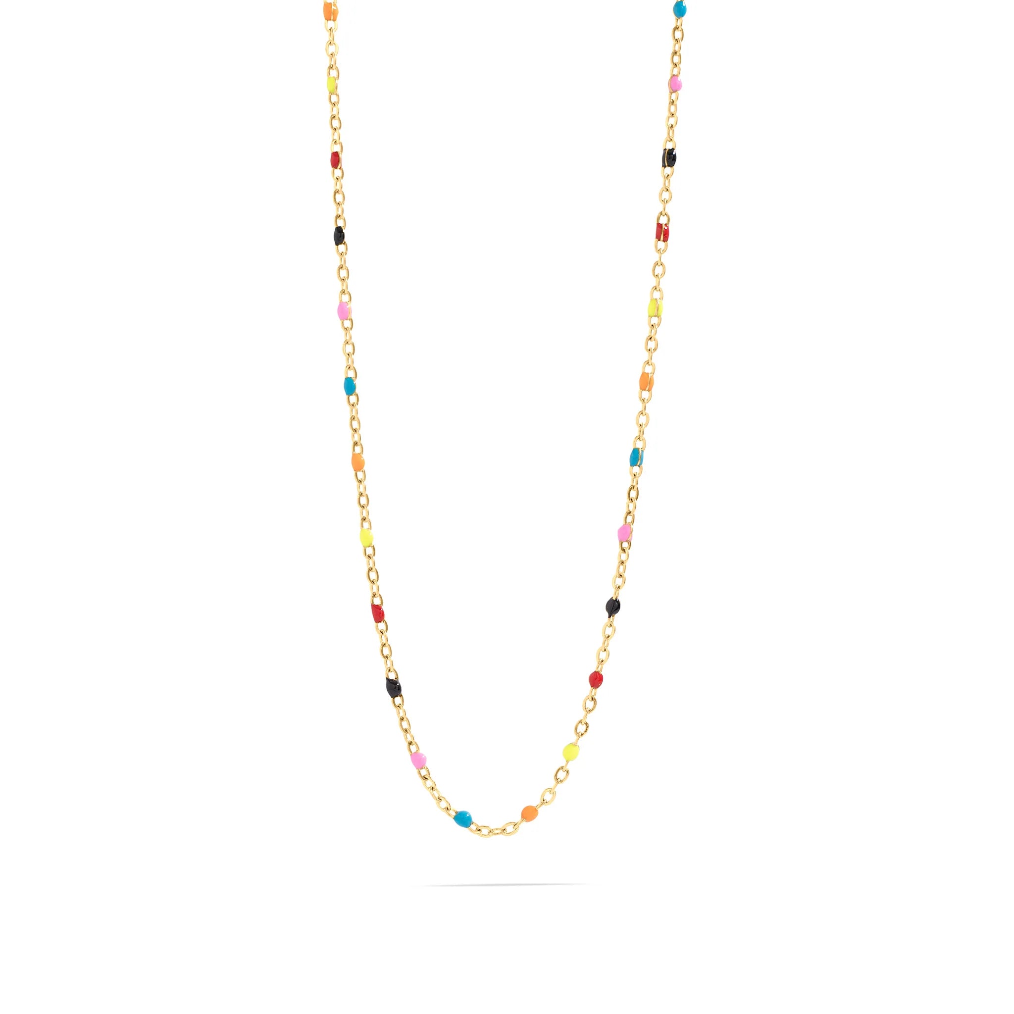 18K Gold PVD Stainless Steel Multi Confetti Chain Necklace