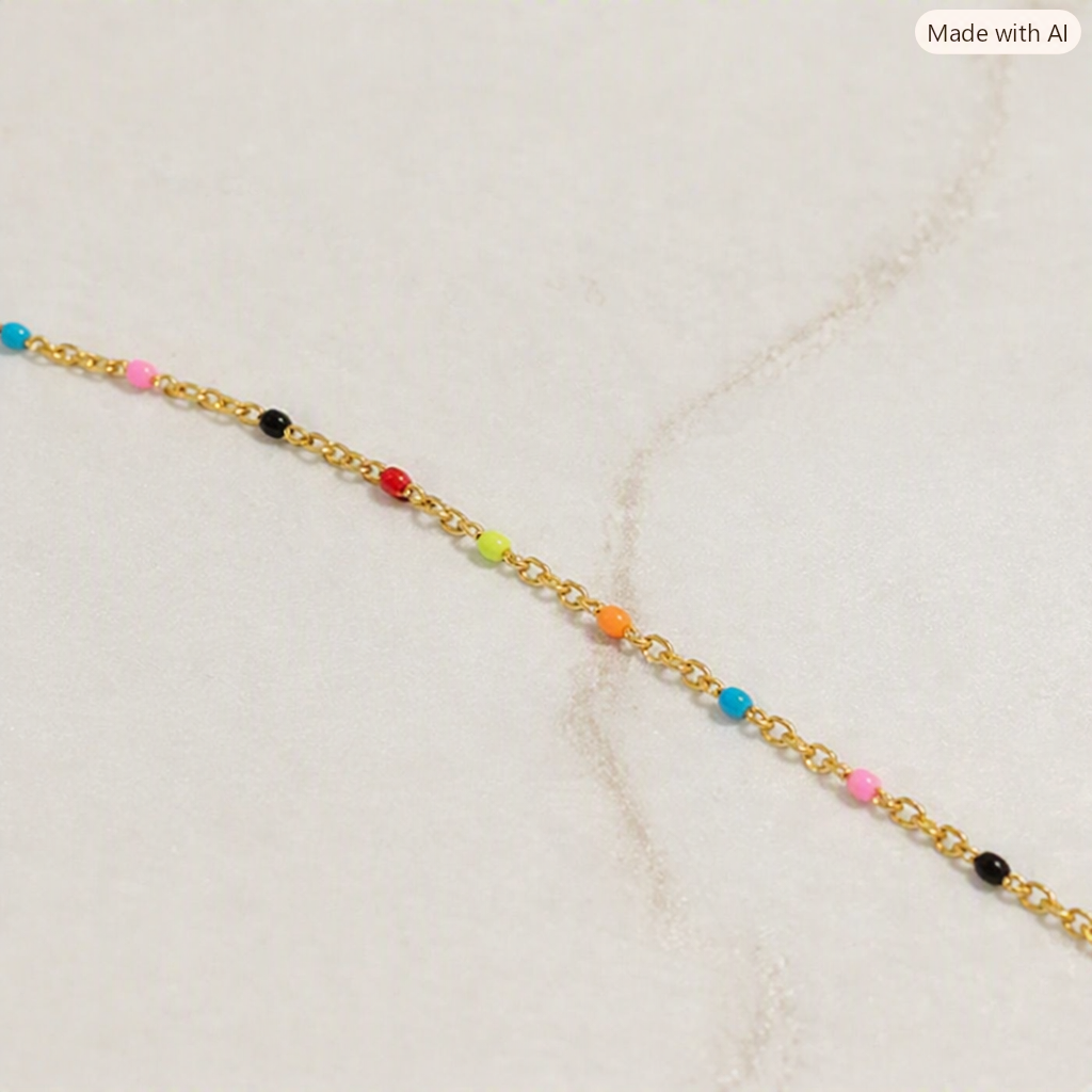 18K Gold PVD Stainless Steel Muti Color Confetti Bracelet