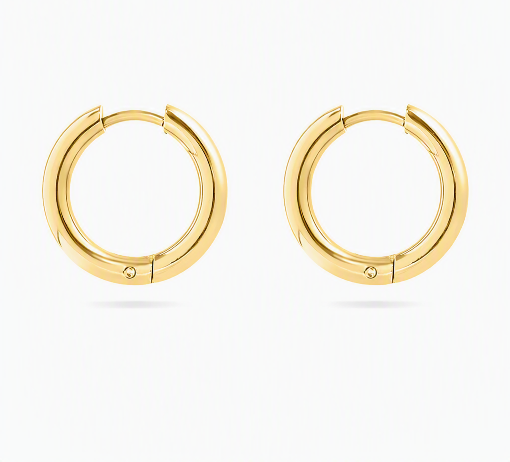 18K Gold PVD Stainless Steel Circle Huggie Hoop Earrings