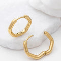 18K Gold PVD Stainless Steel Rounded Geometric Huggie Hoop Earrings