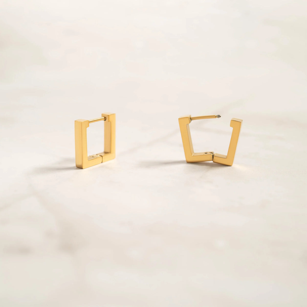 18K Gold PVD Stainless Steel Square Huggie Earrings