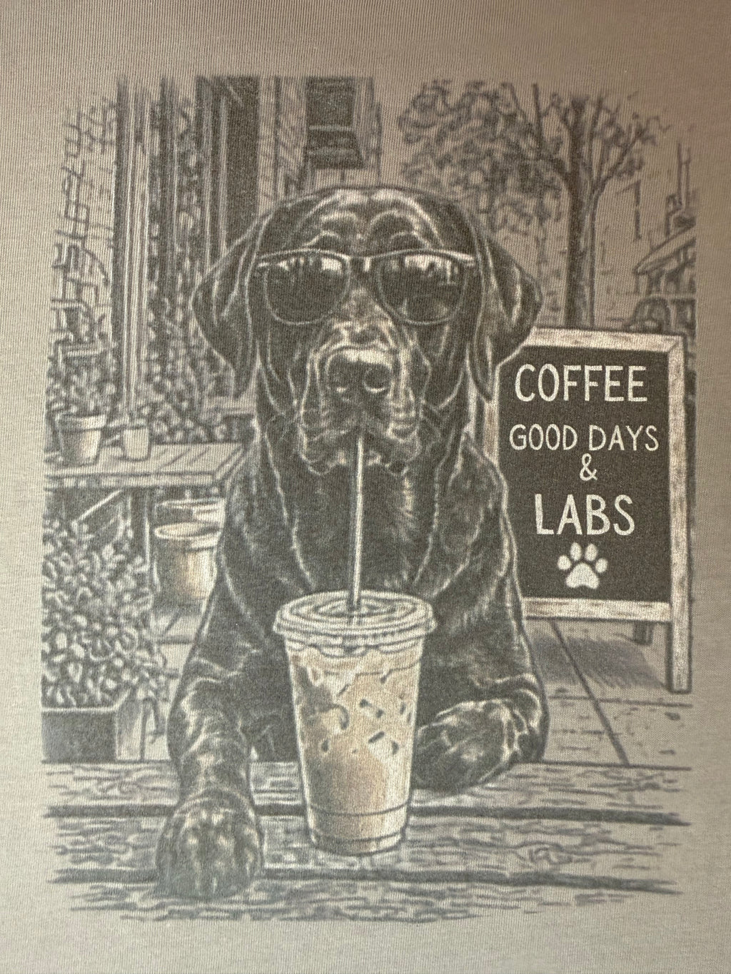 “Coffee, Gold Old Days and Labs Graphic Crop Tee”
