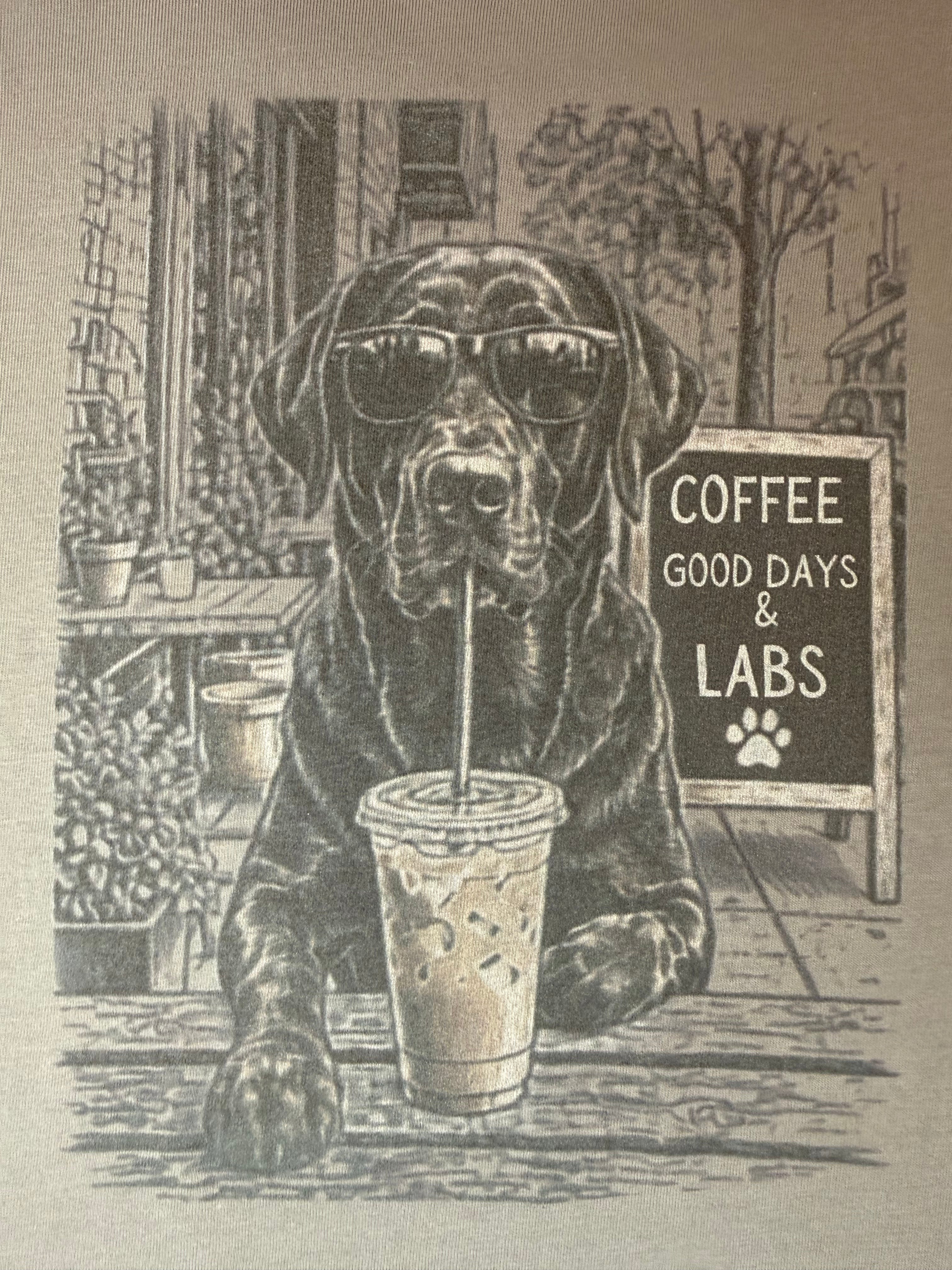 “Coffee, Gold Old Days and Labs Graphic Crop Tee”