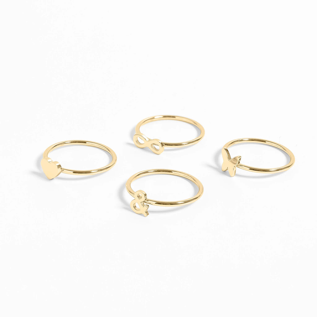 18K Gold PVD Stainless Steel Symbol Ampersand Stacking Rings