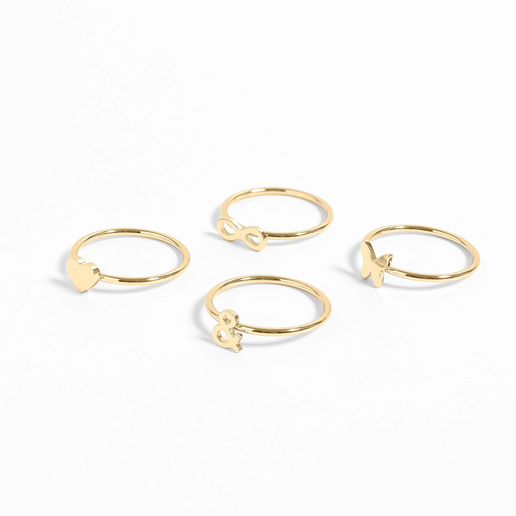 18K Gold PVD Stainless Steel Symbol Ampersand Stacking Rings