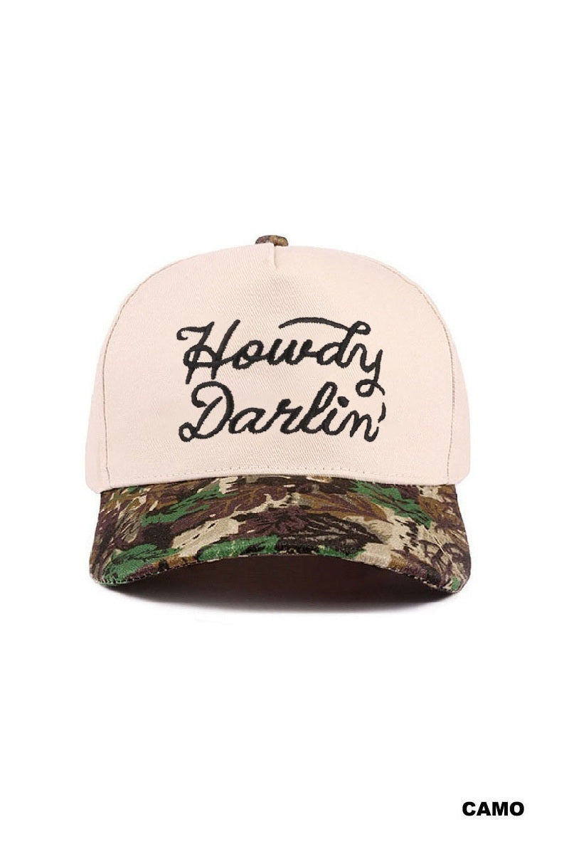 "Howdy Darlin" Two-Tone Canvas Cotton Cap
