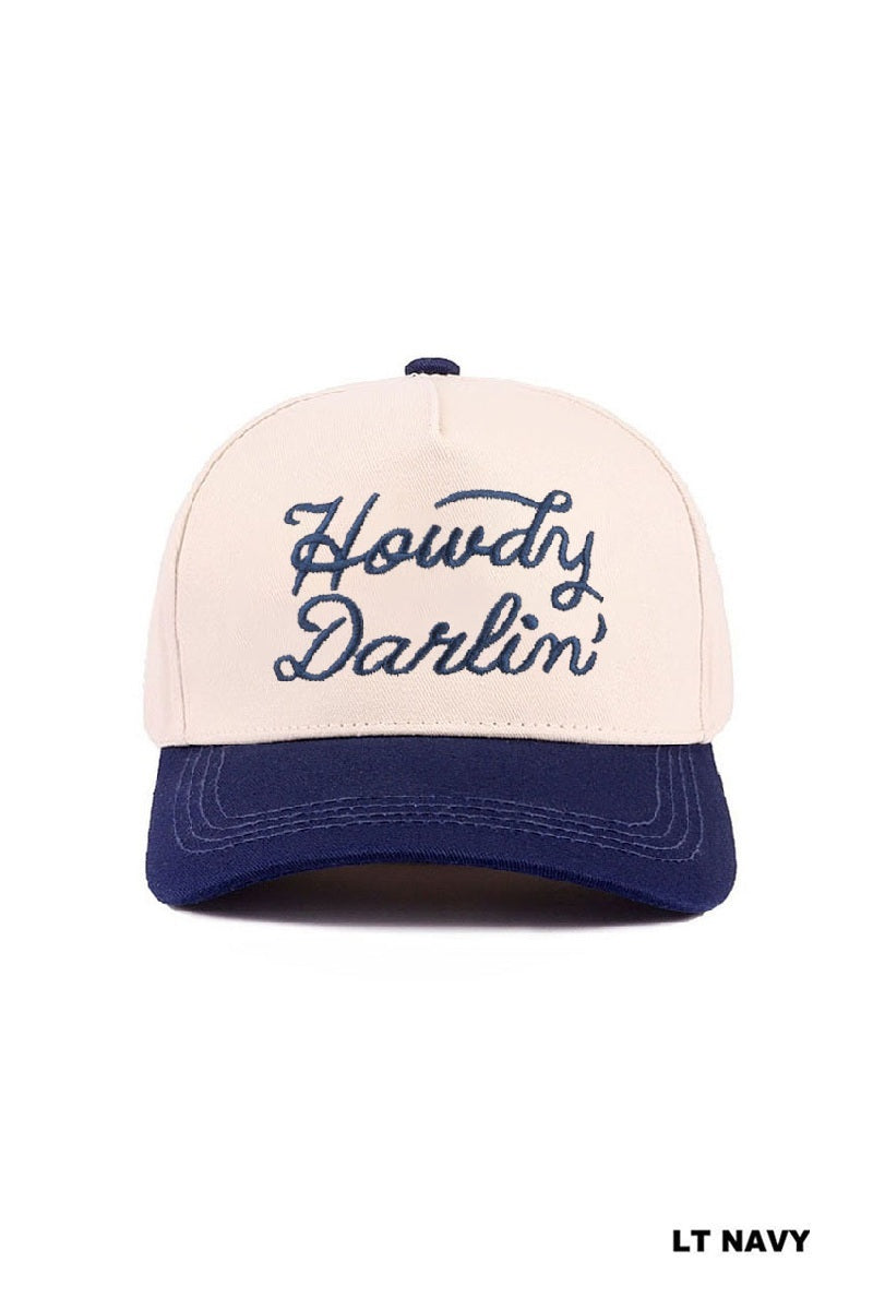"Howdy Darlin" Two-Tone Canvas Cotton Cap