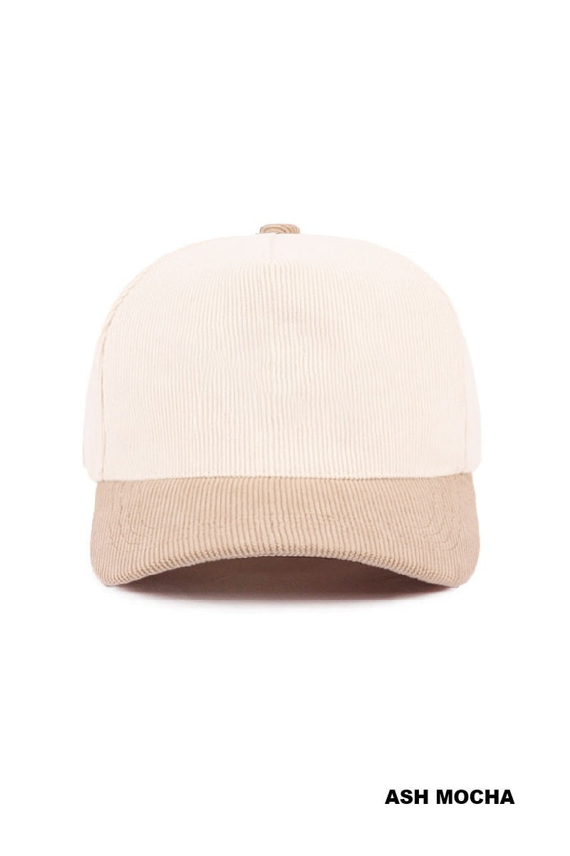 Plain Two-Tone Corduroy Cap