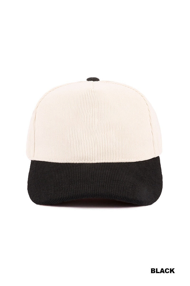 Plain Two-Tone Corduroy Cap