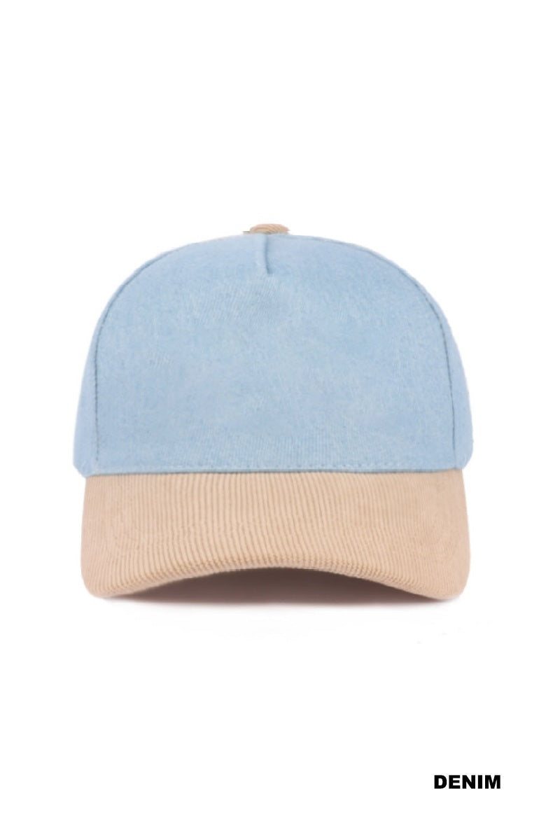 Plain Two-Tone Corduroy Cap