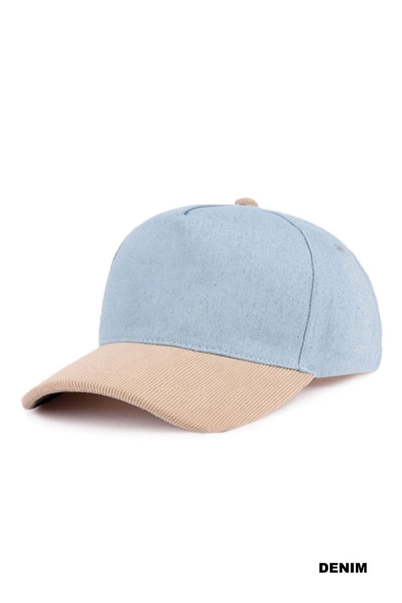Plain Two-Tone Corduroy Cap