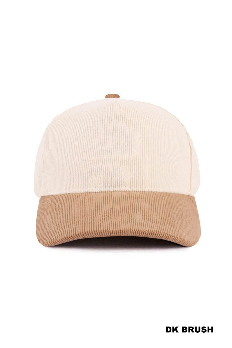 Plain Two-Tone Corduroy Cap