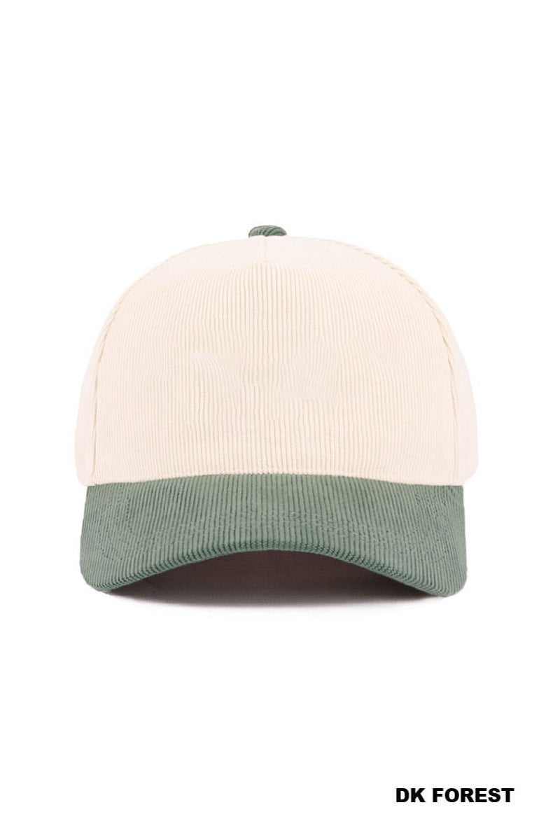 Plain Two-Tone Corduroy Cap