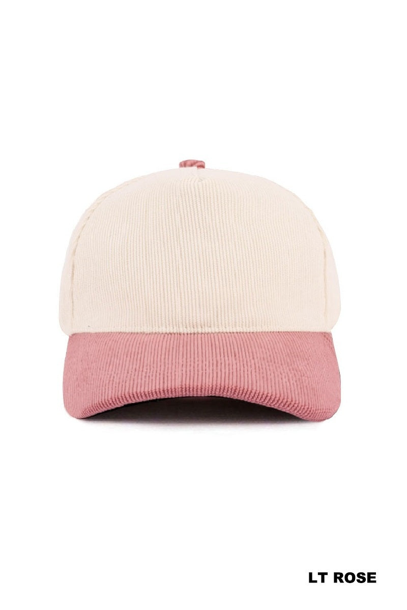 Plain Two-Tone Corduroy Cap