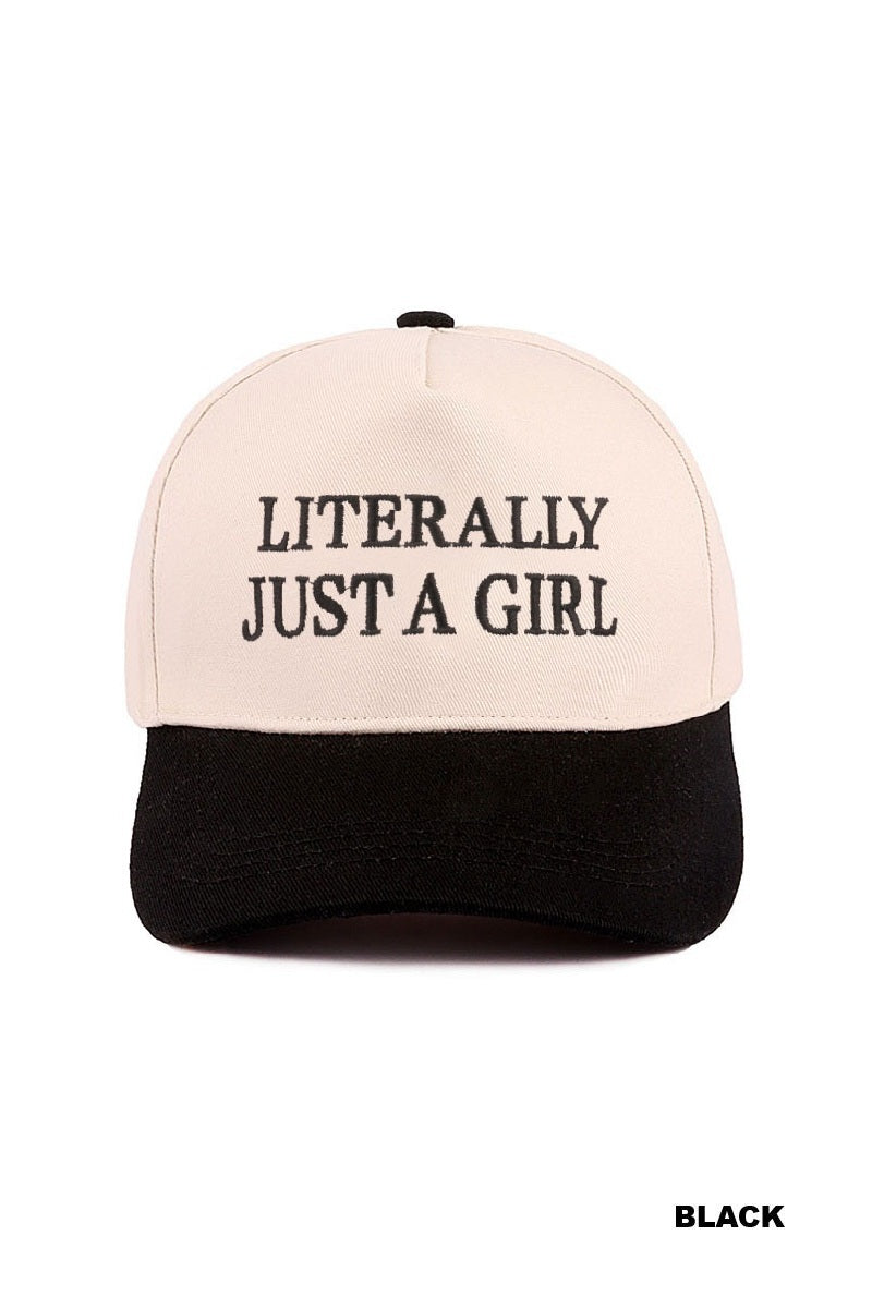 "Literally Just a Girl" Two-Tone Canvas Cotton Cap
