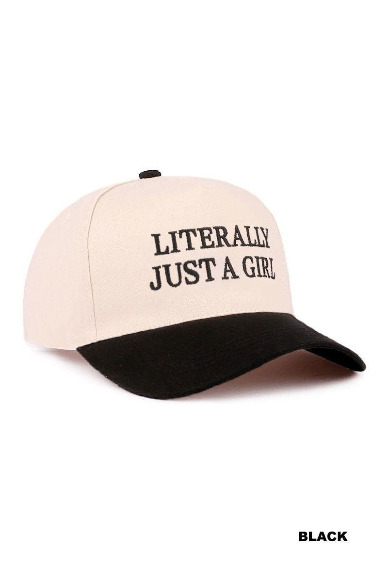 "Literally Just a Girl" Two-Tone Canvas Cotton Cap