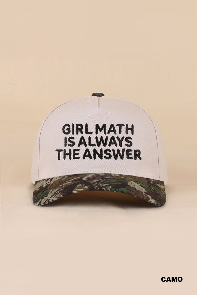 "Girl Math is Always the Answer" Two-Tone Snapback Hat