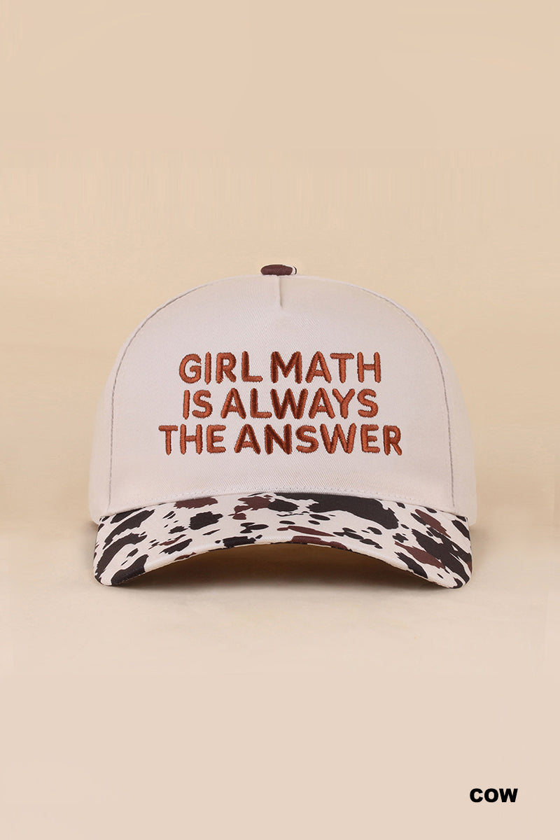 "Girl Math is Always the Answer" Two-Tone Snapback Hat