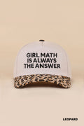 "Girl Math is Always the Answer" Two-Tone Snapback Hat