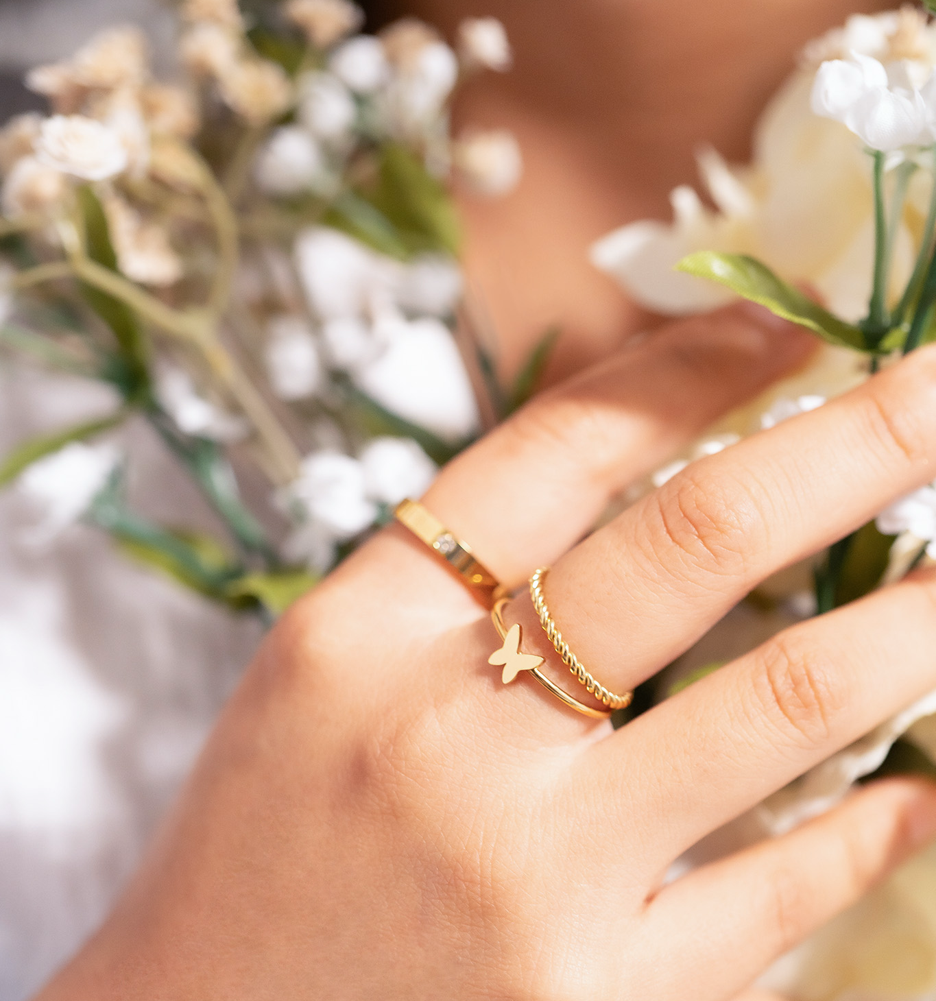 18K Gold PVD Stainless Steel Braided Spacer Ring