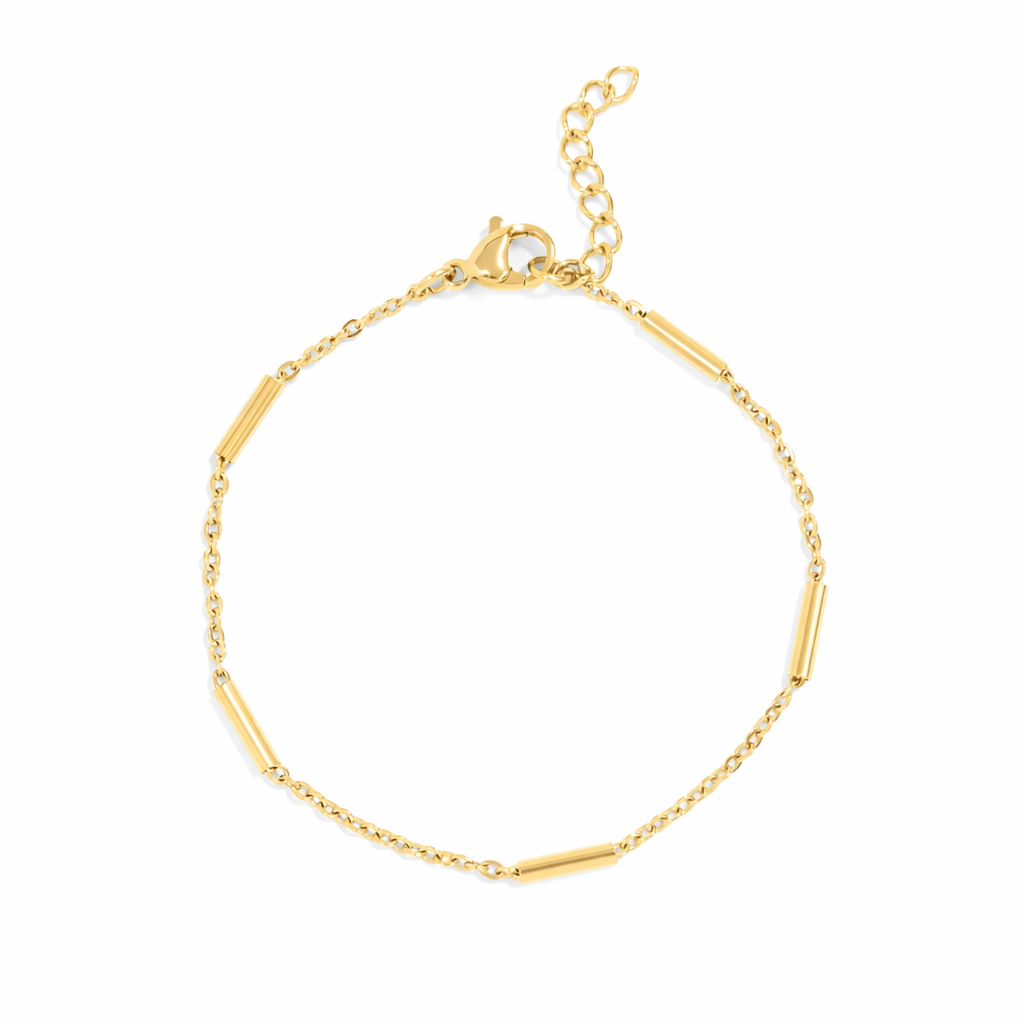 18K Gold PVD Stainless Steel Satellite Bar Chain Bracelet