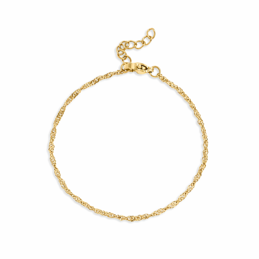 18K Gold PVD Stainless Steel Singapore Chain Bracelet