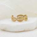18K Gold PVD Stainless Steel Petite Petal Adjustable Ring