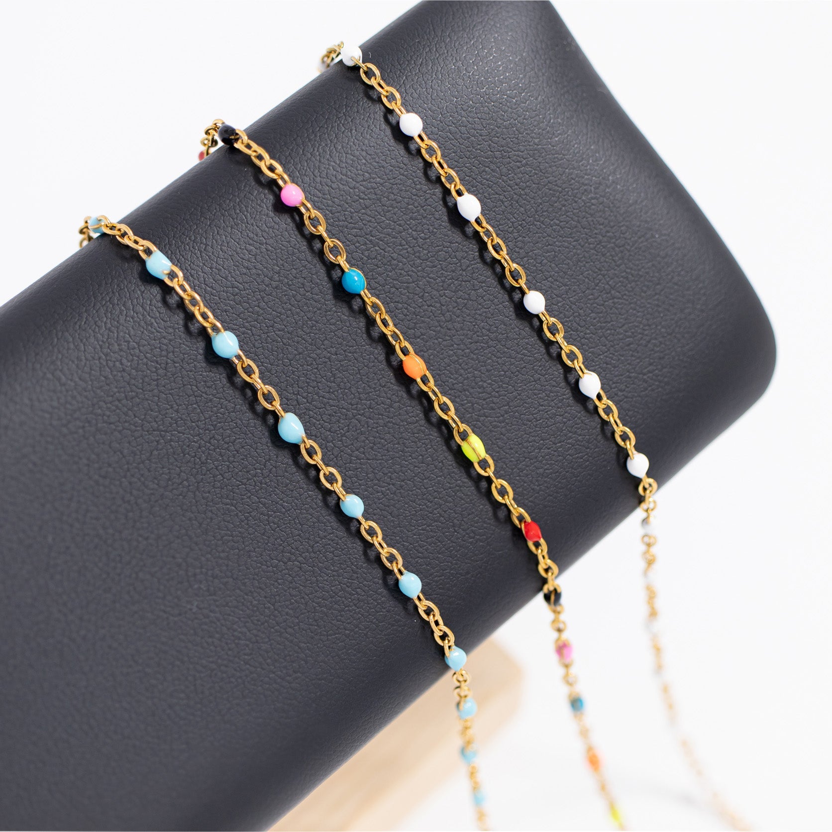 18K Gold PVD Stainless Steel White Confetti Bracelet