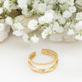 18K Gold PVD Stainless Steel Double Beaded Adjustable Ring