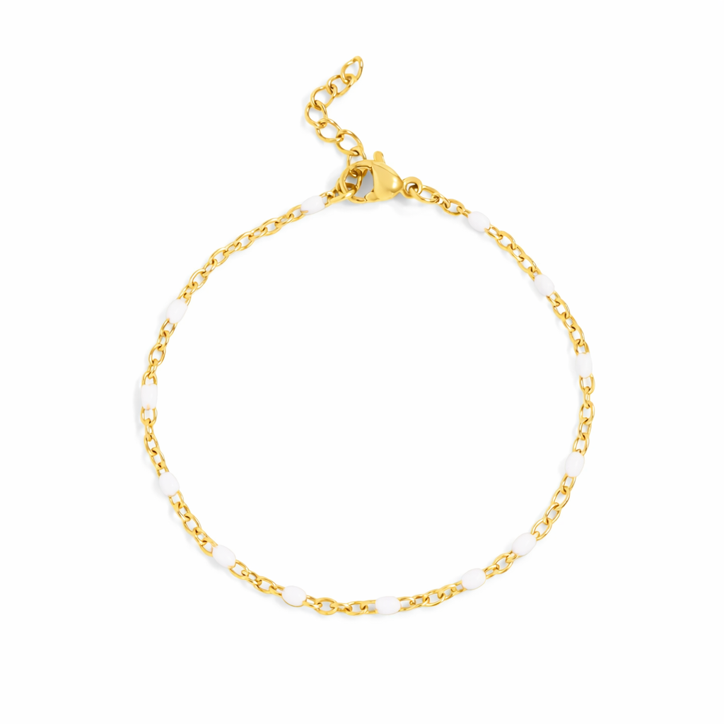 18K Gold PVD Stainless Steel White Confetti Bracelet
